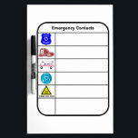 Tableau Effaçable À Sec En Coque D'Urgence<br><div class="desc">Ayez toujours à jour vos contacts d'urgence avec ce tableau pratique d'effacement sec "En Coque d'urgence". Il y a beaucoup de place pour vos contacts d'urgence les plus importants et un espace généreux en bas pour les contacts personnels d'urgence, ainsi que de l'espace en haut et en bas pour tous...</div>