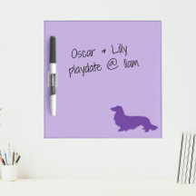 Longue Cheveux Dachshund Purple Dry Erase Board Ca