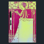Tableau Effaçable À Sec MENU RESTAURANT MONOGRAM, rose fuchsia jaune<br><div class="desc">Conception élégante d'invitation créée avec une réélaboration vintage,  facilement personnalisable avec vos initiales.</div>