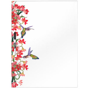 Tableau Effaçable À Sec Panneau floral d'oiseaux de colibri et de fleurs