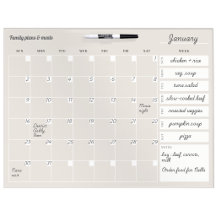 Plan mensuel + repas hebdomadaire, beige minimalis