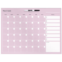 Plan mensuel + repas hebdomadaire, pastel rose