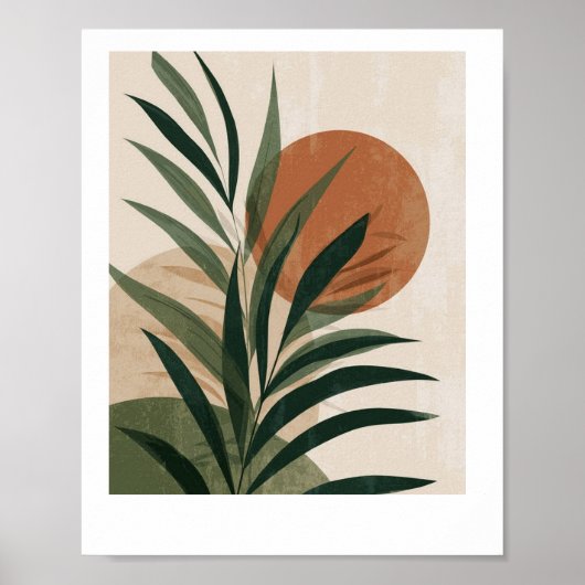 Tableau Feuilles vertes et coucher de soleil  (Devant)