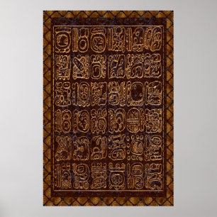 Tableau Hiéroglyphique Maya Foil Folk Art
