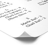 Tableau horizontal de sièges alphabétiques Boho Pa (Coin)