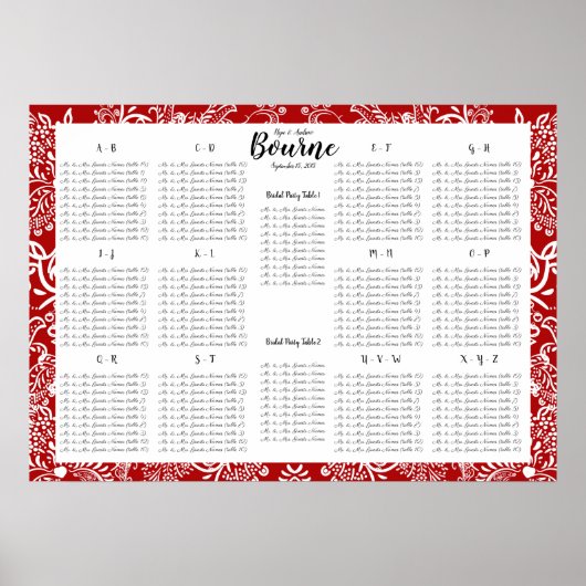 Tableau Inséparable rouge Ordre alphabétique (Devant)