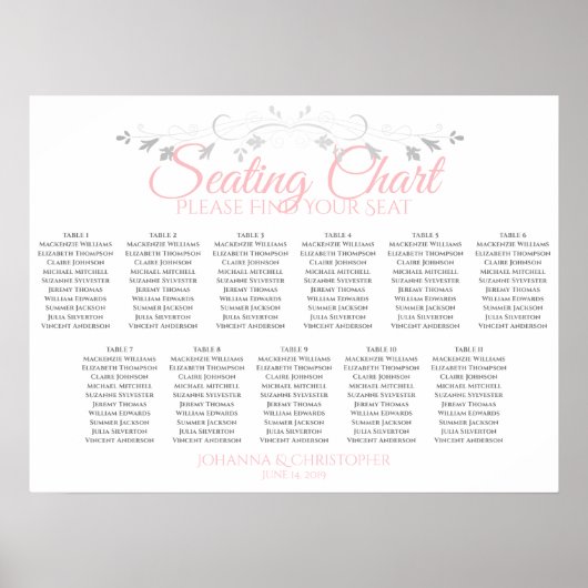 Tableau Mariage 11 rose et gris (Devant)