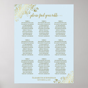 Tableau Mariage 9 Poudre Bleu et or