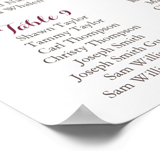 Tableau Mariage Automne, Rose Orange (Coin)