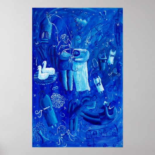 Tableau Mariage bleu Art contemporain Imprimer (Devant)