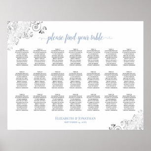 Tableau Mariage de table Frilly 21 Blanc et bleu