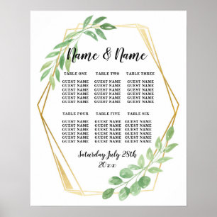 Tableau Mariage Feuille Poster Siège Gold Frame