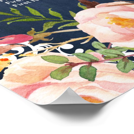 Tableau Mariage Floral Blue Chalkboard (Coin)