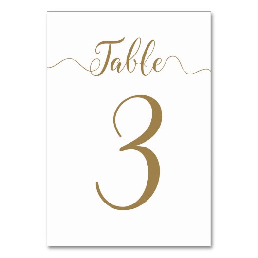 Tableau mariage Numéro 3 Cartes de table Gold (Par défaut)