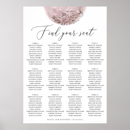 Tableau Mariage rose Lune. Élégant céleste (Devant)