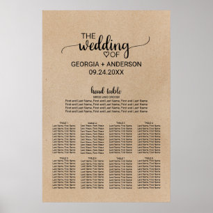 Tableau Mariage simple de table de tête Faux Kraft