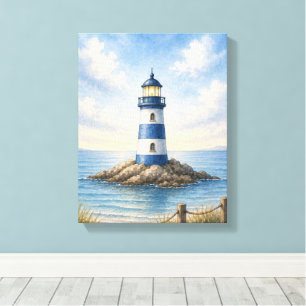 Tableau mural en toile enroulée du phare côtier