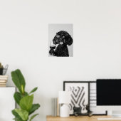 Tableau mural représentant un Cockapoo noir buvant (Bureau à domicile)