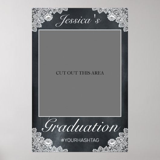 Tableau noir blanc dentelle Graduation Photo Prop  (Devant)