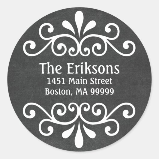 Tableau noir blanc Étiquettes de adresse personnal (Devant)