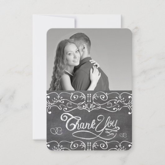 Tableau Noir Cœurs Mignons Typographie Merci (Devant)