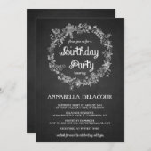 Tableau noir de couronnes florales Invitation de f (Devant / Derrière)