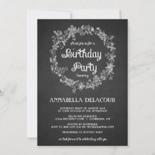 Tableau noir de couronnes florales Invitation de f