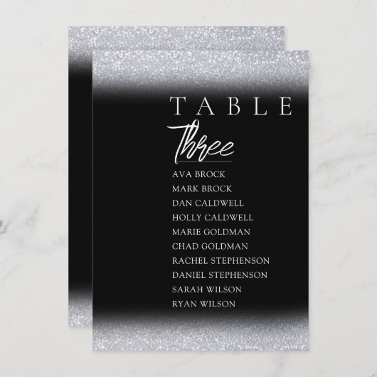 Tableau noir élégant Numéro de table Sièges (Devant / Derrière)