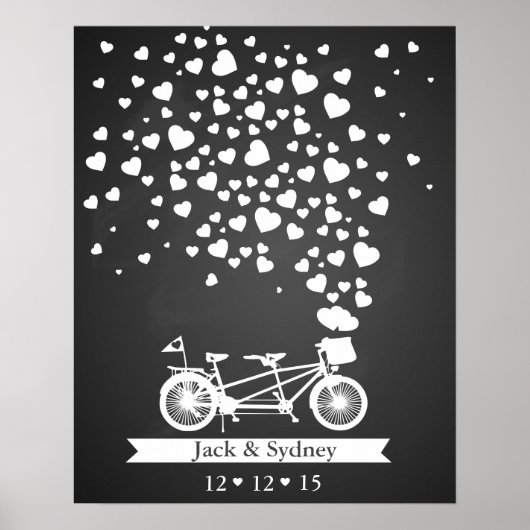 Tableau noir en tandem du livre d'invité mariage a (Devant)