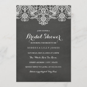 Tableau noir et dentelle blanche   Invitation de f