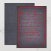 Tableau noir et rouge Invitations de douche nuptia (Devant / Derrière)