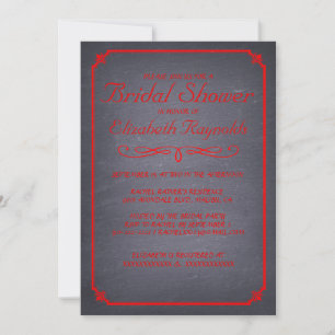 Tableau noir et rouge Invitations de douche nuptia