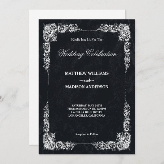 Tableau noir Faire-part de mariage (Devant / Derrière)