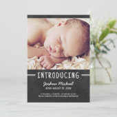 Tableau noir - Faire-part de naissance 1 photo (Debout devant)