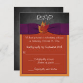 Tableau noir, Feuilles automnales Mariage RSVP - V (Devant / Derrière)