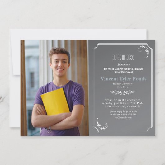 Tableau noir fin Diplôme Photo Invitation (Devant)