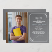 Tableau noir fin Diplôme Photo Invitation (Devant / Derrière)