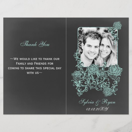 tableau noir Floral Folal Programmes de mariage ph (Devant)