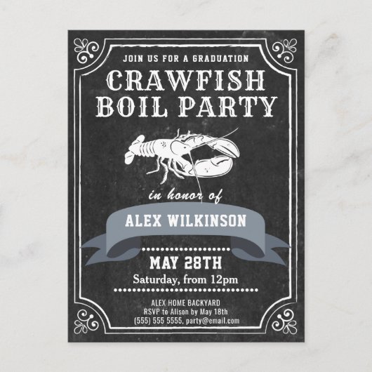 Tableau noir GRAD Photo Crawfish Invitation à ébul (Devant)