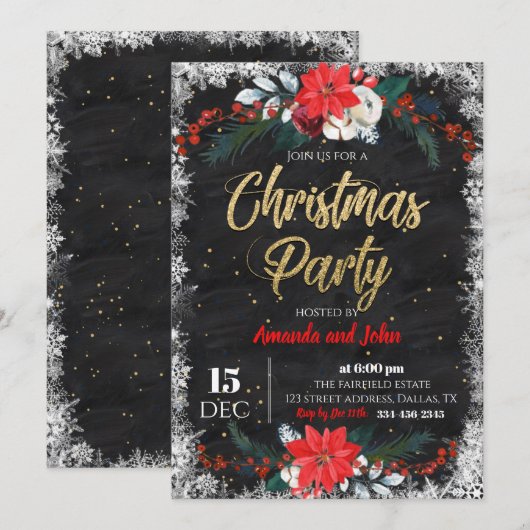 Tableau noir Joyeux Noël Fête Invitation (Devant / Derrière)