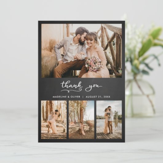 Tableau noir Mariage multiphoto | Script Merci (Debout devant)