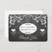 Tableau noir Met Initiales coeur Typographie RSVP (Devant / Derrière)