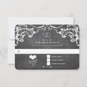 Tableau noir Met Initiales coeur Typographie RSVP