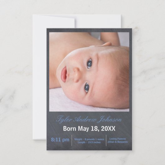 Tableau noir - photo 3x5 Faire-part de naissance (Devant)