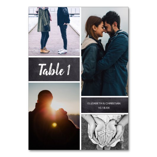 Tableau noir Photo Collage Mariage Numéro de table (Par défaut)