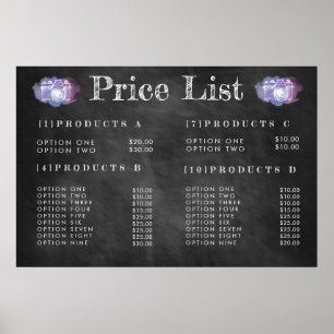 Tableau Noir Photographe Menu Tarif Impression Aff
