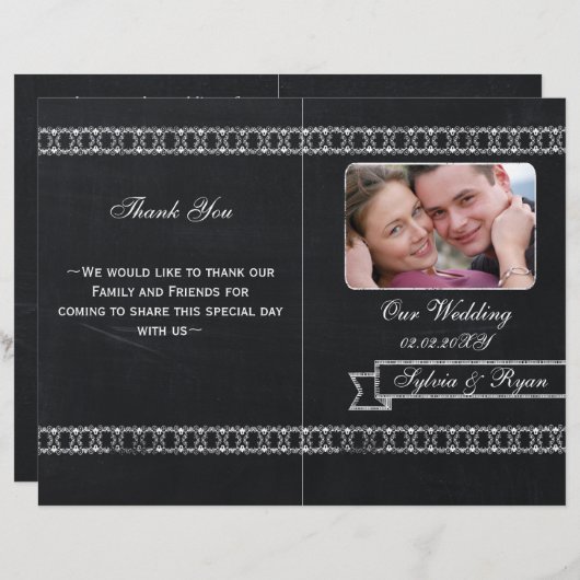 tableau noir pliage Programmes de mariage photo (Devant / Derrière)