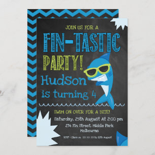 Tableau noir Requin Invitation d'anniversaire