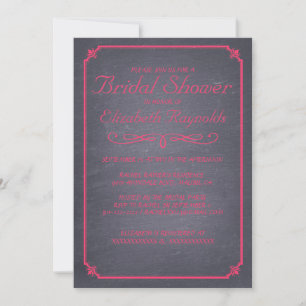 Tableau noir rose et noir Invitations de douche nu