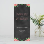 Tableau noir Rose Floral Wedding Cartes Programme (Debout devant)